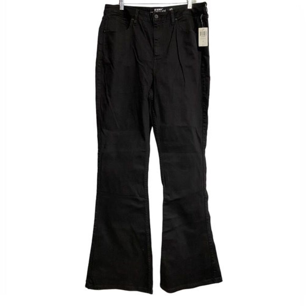 NWT HT Denim Flared Bell Bottom Jeans Size 19 Black Hi-Rise Grunge Y2K Urban
